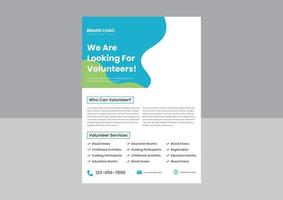 Volunteers needed flyer poster design template. we are looking for a volunteer flyer poster design. volunteer flyer poster design. vector