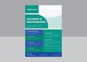 plantilla de volante de contabilidad, diseño de volante de contabilidad y teneduría de libros, plantilla de volante de inversión, plantilla de folleto de póster de banca financiera vector