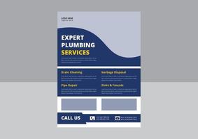 Plumbing Service Flyer Template. Professional Plumbing service flyer poster leaflet template. Cover, flyer design. vector