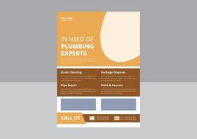 Plumbing Service Flyer Template. Professional Plumbing service flyer poster leaflet template. Cover, flyer design. vector