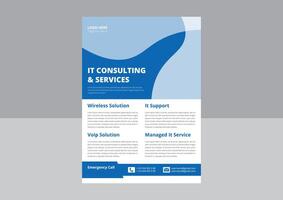 IT service and management flyer template idea sample. Business abstract vector template. Annual Report, Cover, Poster, Flyer, Simple Business flyer layout template.