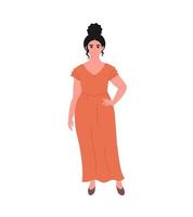 Modern young woman in long dress. Stylish fashionable look vector