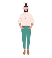 Modern young man in casual or office outfit. Stylish fashionable look vector