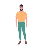 Modern young man in casual outfit. Stylish fashionable look vector