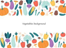 Fondo de verduras, champiñones y frijoles. nutrición orgánica natural. alimentos saludables, productos dietéticos vector