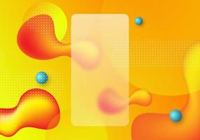 Glassmorphism concept with 3d geometric shapes.  Illustration on blurred gradient vector background.