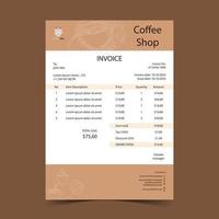 Professional coffee shop invoice template. Design for receipt, invoice, letterhead, order form, proforma. Print ready and editable vector template Free Vector