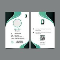 Modern And Simple Company ID Card With Green And Black Gradient Color Free Vector.