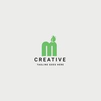 Modern and Minimal Business Logo With Green Color And Leaf Free Vector