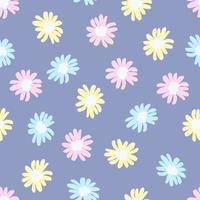 Seamless Pattern with Multicolored Flowers on a Blue Background vector