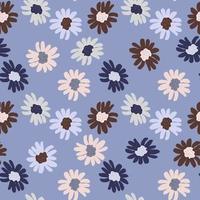 Seamless Pattern with Multicolored Flowers on a Blue Background vector