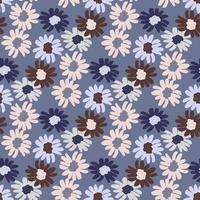 Seamless Pattern with Multicolored Flowers on a Blue Background vector