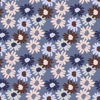 Seamless Pattern with Multicolored Flowers on a Blue Background vector