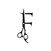 Initial F Scissors vector