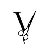 Initial V Scissors vector