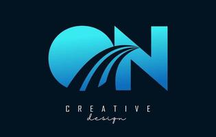 Creative blue letters On o n logo with leading lines and road concept design. Letters with geometric design. vector