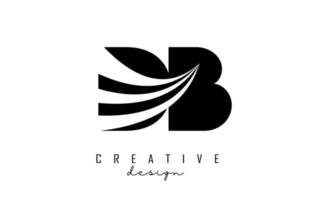 Creative black letters Db d b logo with leading lines and road concept design. Letters with geometric design. vector