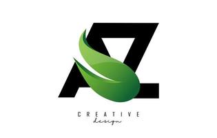 Vector illustration of abstract letters AZ a z with green leaf design.