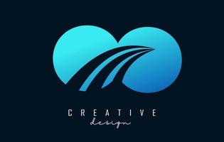 Creative blue letters OO o logo with leading lines and road concept design. Letters with geometric design. vector