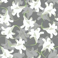 fondo de patrón de plantas sin costuras con flores blancas, tarjeta de felicitación o tela vector