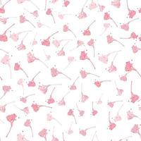 seamless plants pattern background with pink flower petals , greeting card or fabric vector