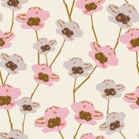 seamless plants pattern background with cute hand drawn flowers , greeting card or fabric vector