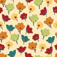 seamless plants pattern background with doodle tiny flowers , greeting card or fabric