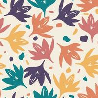 seamless plants pattern background with mixed multicolour flowers , greeting card or fabric vector