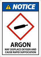 Notice Argon GHS Sign On White Background vector