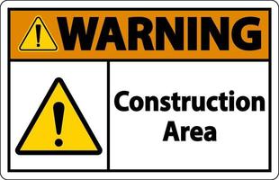 Warning Construction Area Symbol Sign On White Background vector