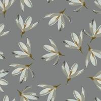 seamless plants pattern background with grey flowers , greeting card or fabric vector