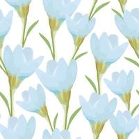 seamless plants pattern background with blue blooms , greeting card or fabric vector