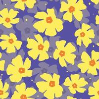 seamless plants pattern background with yellow cute flowers , greeting card or fabric vector