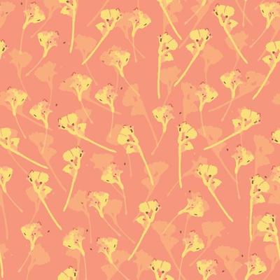 seamless plants pattern background with pastel tiny flowers , greeting card or fabric