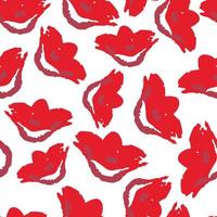 seamless plants pattern background with red flowers , greeting card or fabric vector