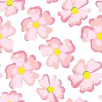 seamless plants pattern background with pink flowers , greeting card or fabric vector