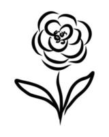 VECTOR LINEAR DRAWING OF A FLOWER ON A WHITE BACKGROUND