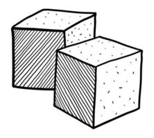 VECTOR ILLUSTRATION OF SUGAR CUBES ISOLATED ON A WHITE BACKGROUND. DOODLE DRAWING BY HAND