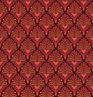 SEAMLESS VECTOR BACKGROUND IN ART NOUVEAU STYLE WITH RED PLANT ELEMENTS