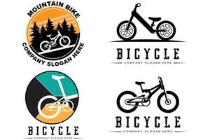 vector de icono de logotipo de bicicleta, vehículo para deportes, carreras, casual, cuesta abajo, plantilla retro