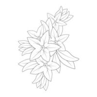 dibujo de flor de campana página para colorear de elemento gráfico de impresión de estilo doodle vector