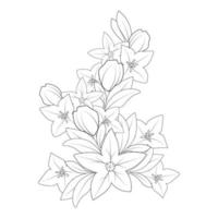 dibujo de flor de campana página para colorear de elemento gráfico de impresión de estilo doodle vector