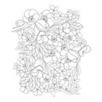 plumeria flower line art sketch with outline stroke of doodle coloring page for print vector