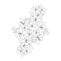 dibujo de página para colorear de flor de lirio de garabato con dibujo de arte lineal para elemento de impresión vector