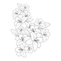 dibujo de página para colorear de flor de lirio de garabato con dibujo de arte lineal para elemento de impresión vector