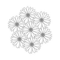 flores de manzanilla contorno blanco y negro ilustración vectorial aislado sobre fondo blanco vector