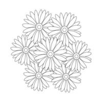 flores de manzanilla contorno blanco y negro ilustración vectorial aislado sobre fondo blanco vector