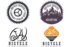 vector de icono de logotipo de bicicleta, vehículo para deportes, carreras, casual, cuesta abajo, plantilla retro