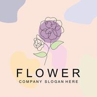 diseño de logotipo floral, icono de línea de estilo de ilustración vectorial ilustraciones abstractas vector