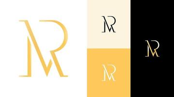 Golden MR Monogram Letter Luxury Business Company Brand Logo Design vector
